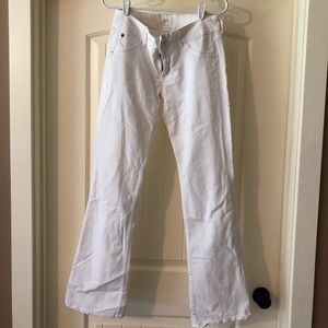 White Hudson wide leg jeans.